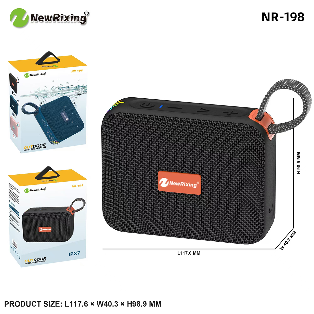 NEWRIXING NR-198 超小型ワイヤレスポータブルBTスピーカー HiFi音楽