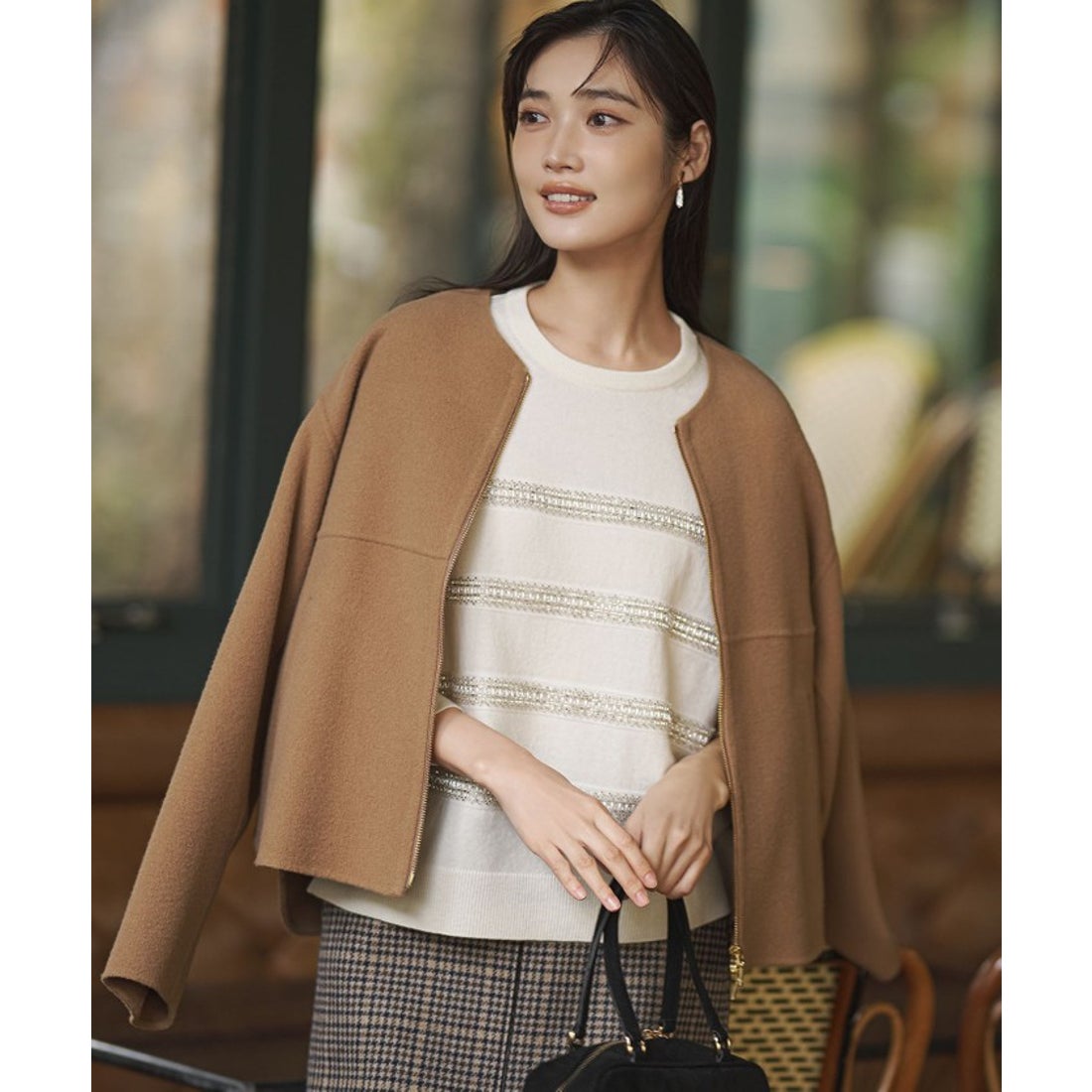 ニジュウサンク 23区 ウールライトリバー ノーカラー ショートコート