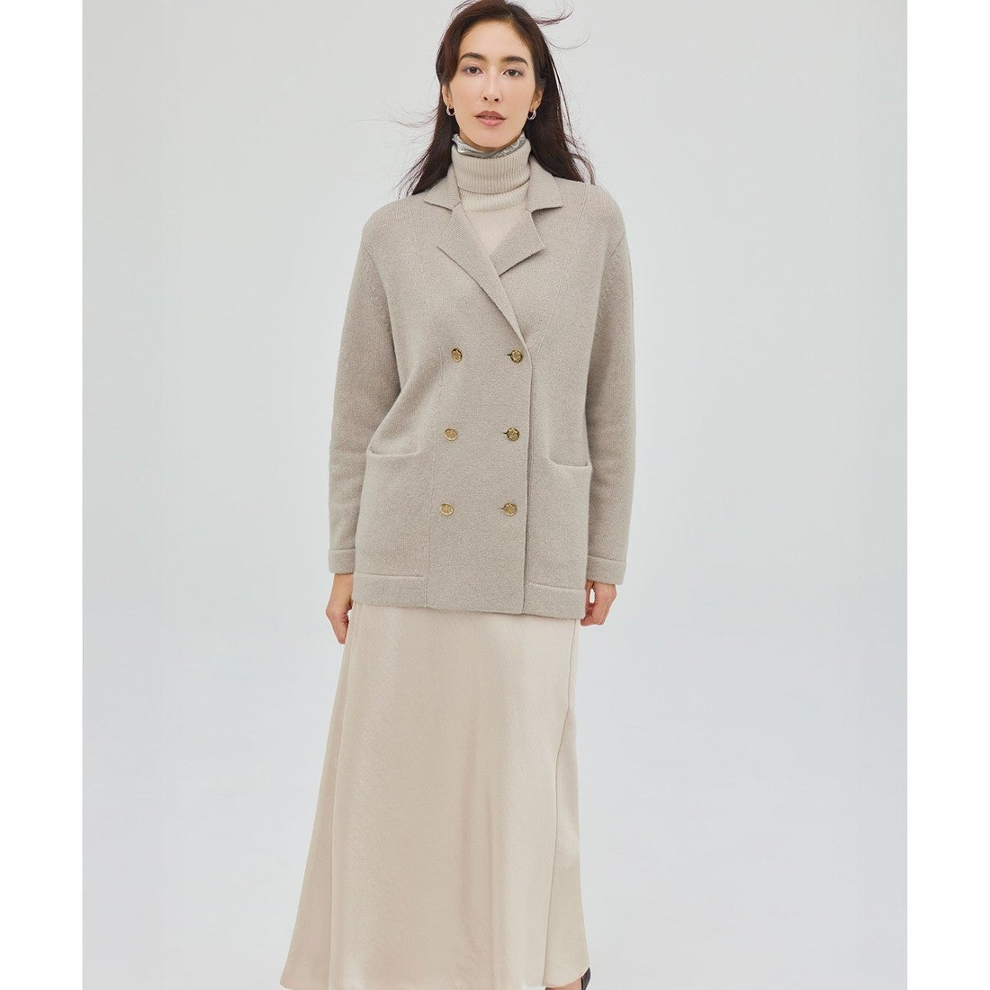 23区 【洗える】ピュアカシミヤ タートルネック ニット （キャメル系