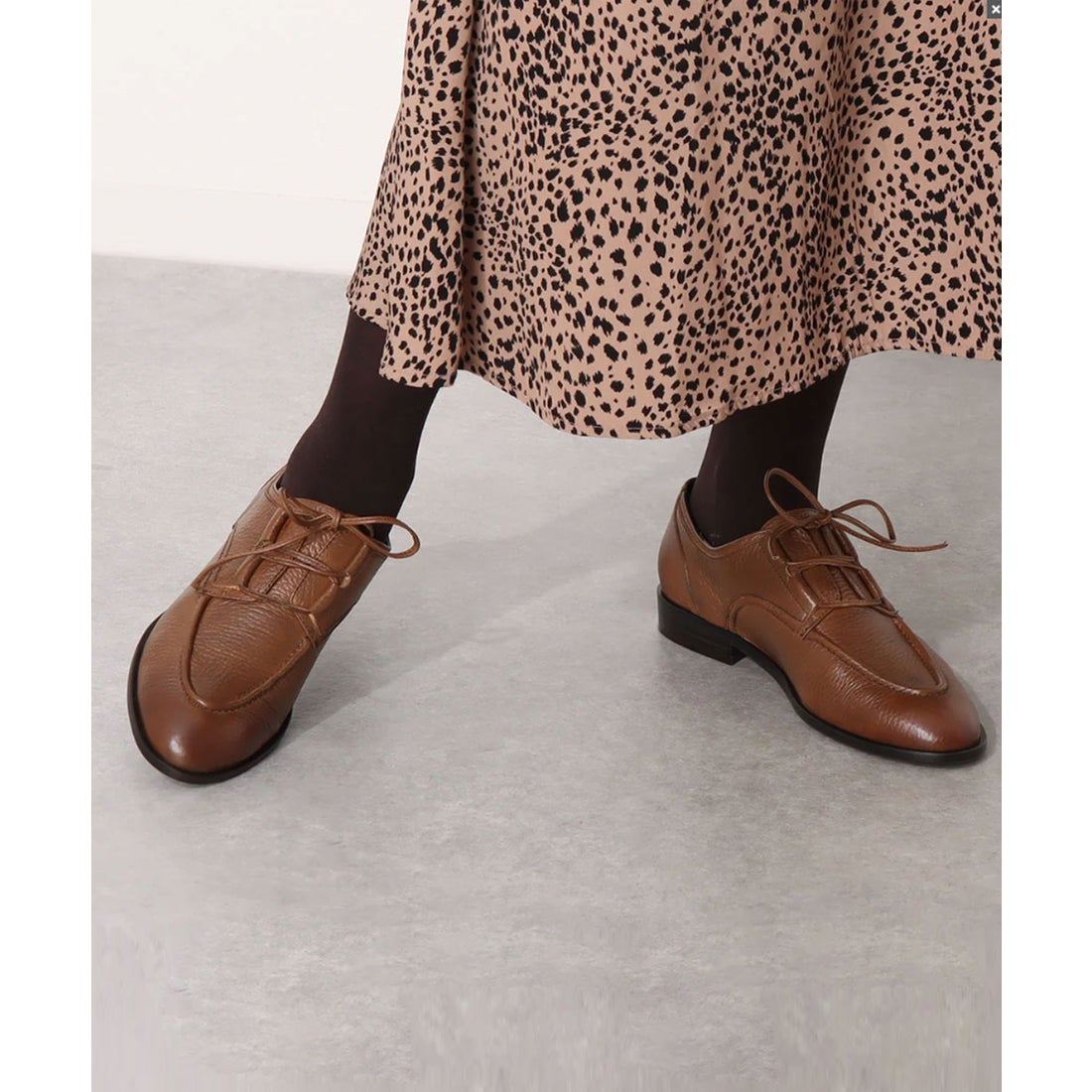 コカ COCA シボ革 マニッシュ レースアップ シューズ （ブラック