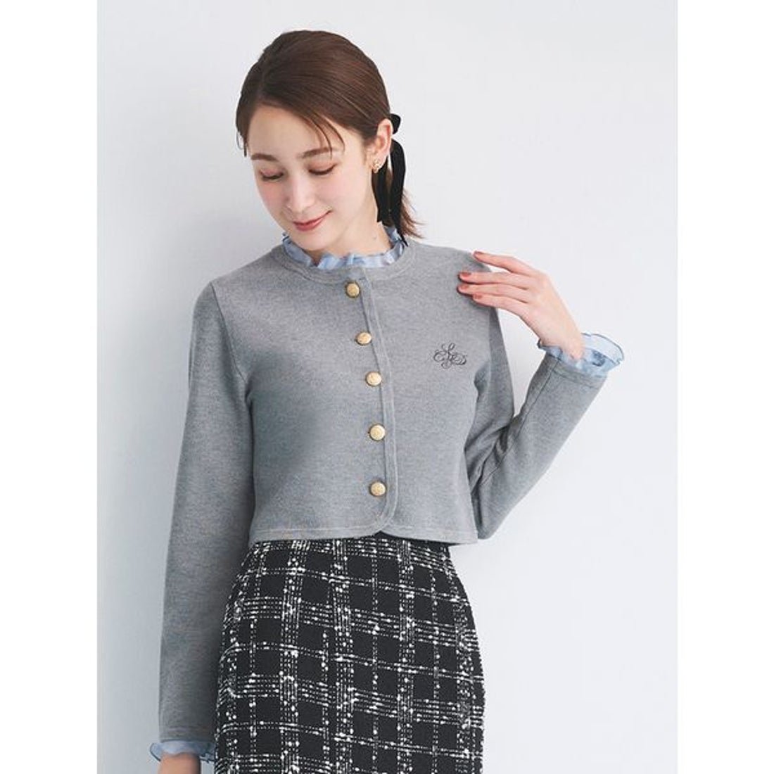 セルフォード CELFORD フリルデタッチャブルカーディガン （BLK