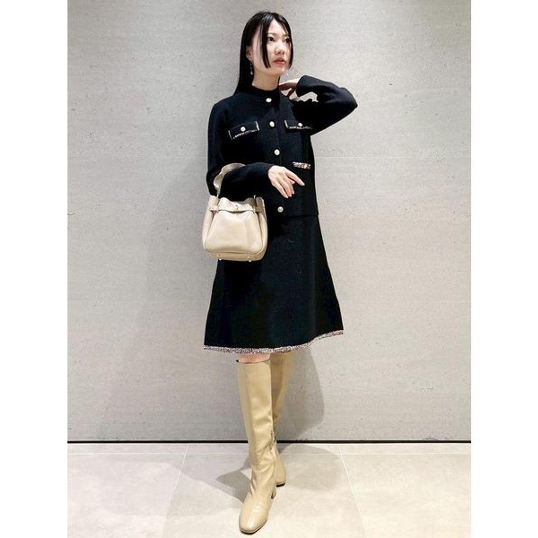 セルフォード CELFORD トリムミニニットワンピースセット （SAX