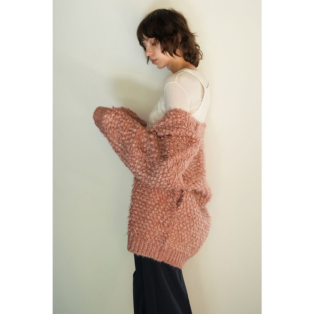 クラネ CLANE MIX LOOP MOHAIR KNIT CARDIGAN （BEIGE） -アウトレット