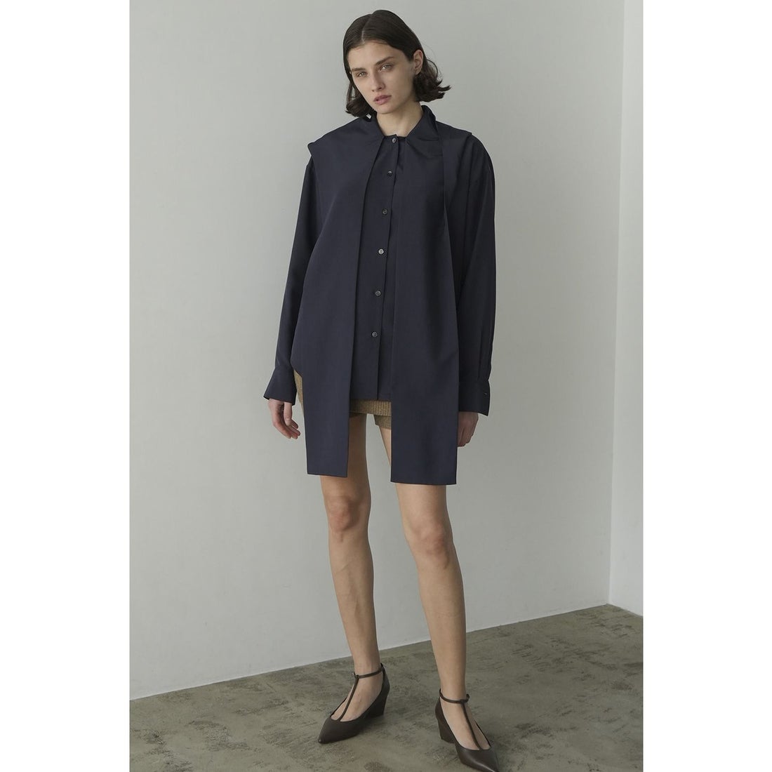 クラネ CLANE BOW TIE HOODIE SHIRT （NAVY） -アウトレット通販