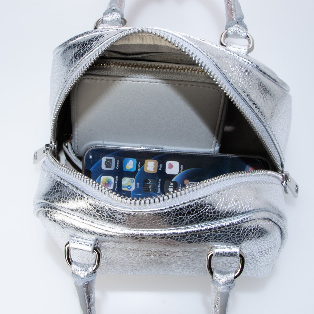 クリスチャンヴィラ CHRISTIAN VILLA メタリックレザーミニボストン