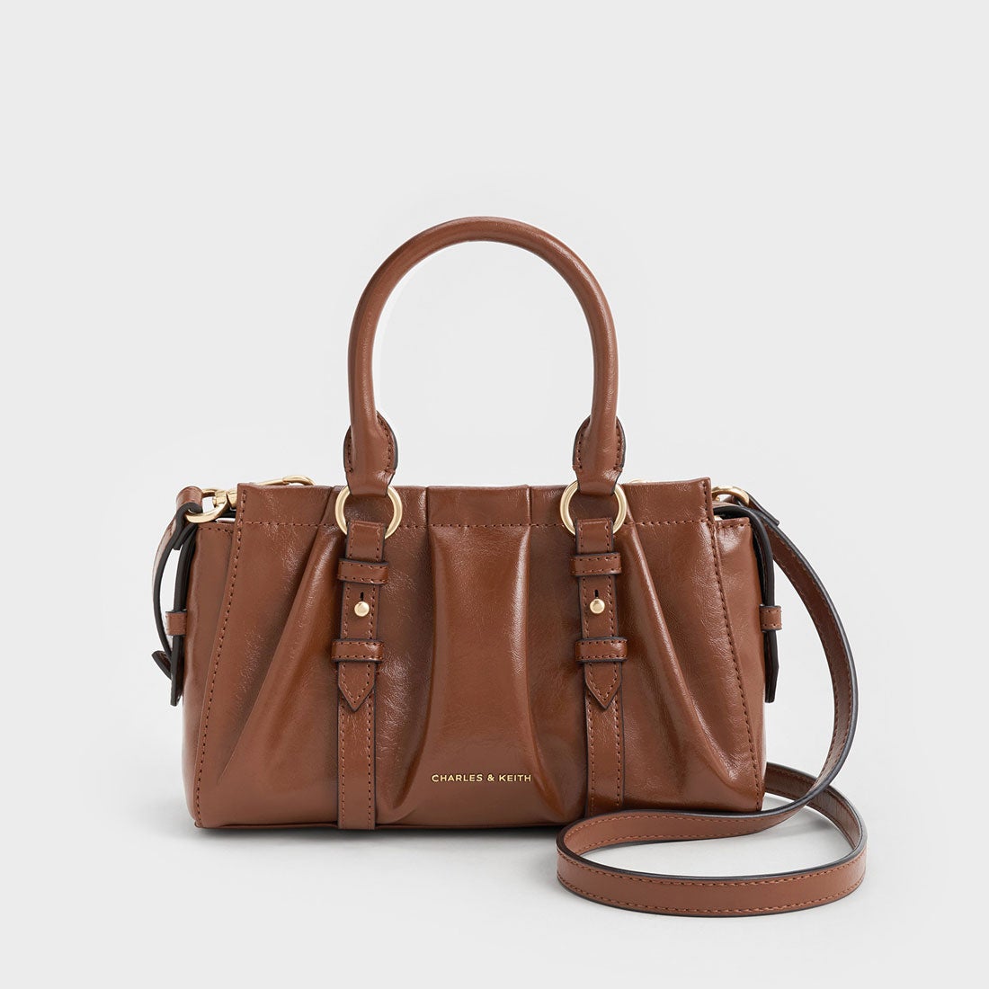 CHARLES & KEITH Britton ブリットン ルーシュドトップハンドルトート