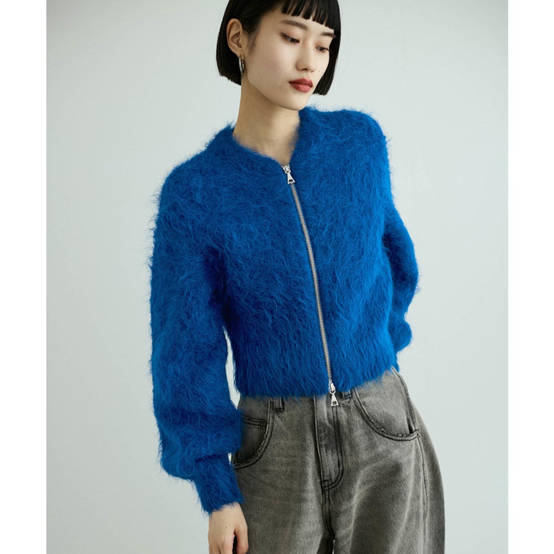 アダム エ ロペ ADAM ET ROPE' アルパカニットカーディガン （ブルー