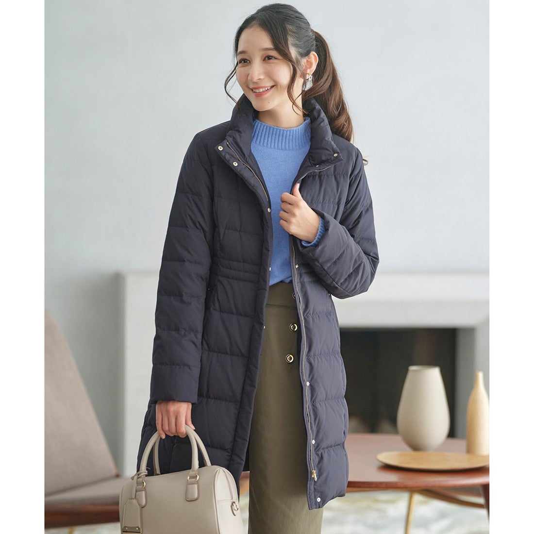 ANY SIS 【撥水・洗える】美シルエットスタンドロング ダウン