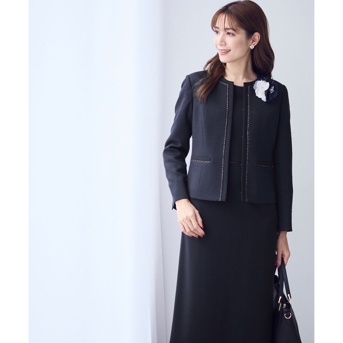 ANY SIS 【洗える】セレモニーダブルクロス ワンピース （ブラック