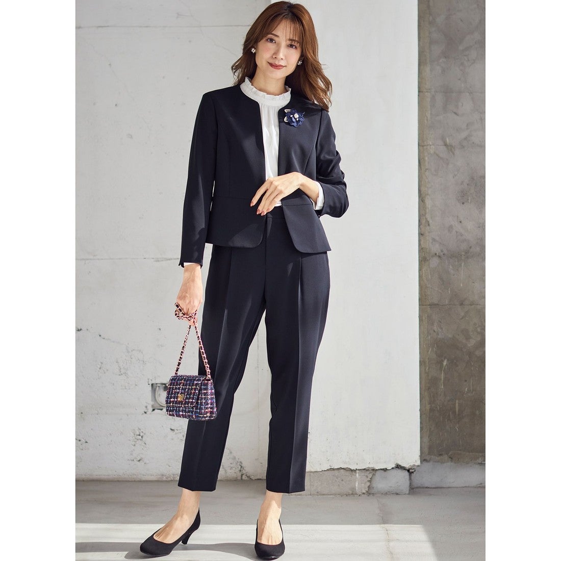 ANY SIS 【洗える】セレモニーダブルクロス クルーカラー ジャケット