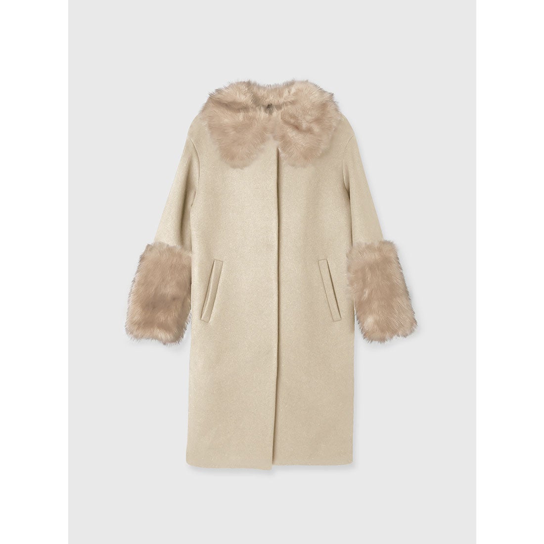 アニュアンス anuans ファートリムコクーンコート （LIGHT BEIGE