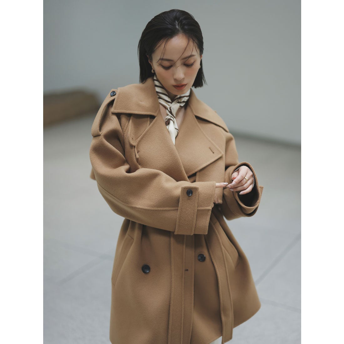 アニュアンス anuans リバーミドルトレンチコート （CAMEL