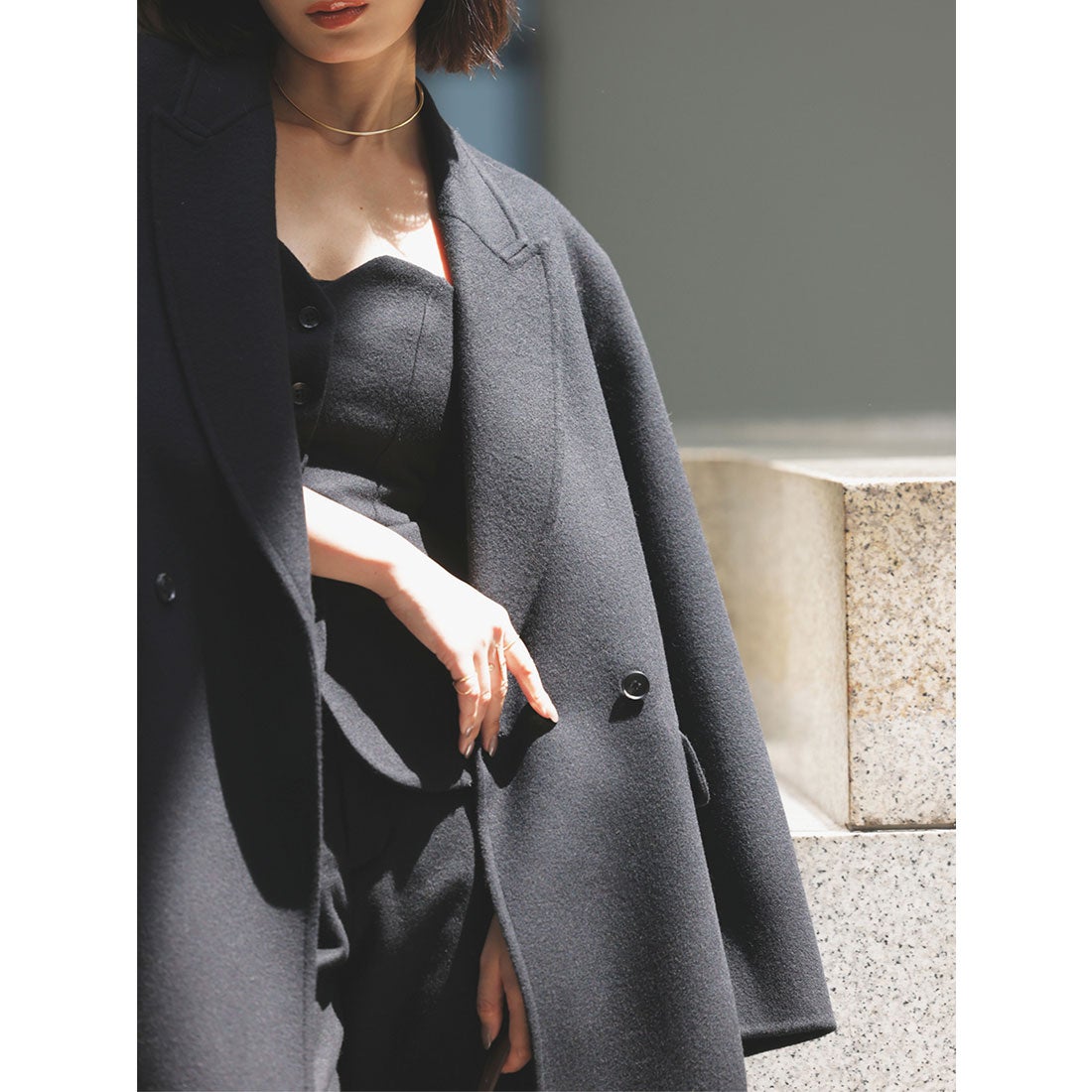 アニュアンス anuans リバーロングダブルポケットチェスターコート