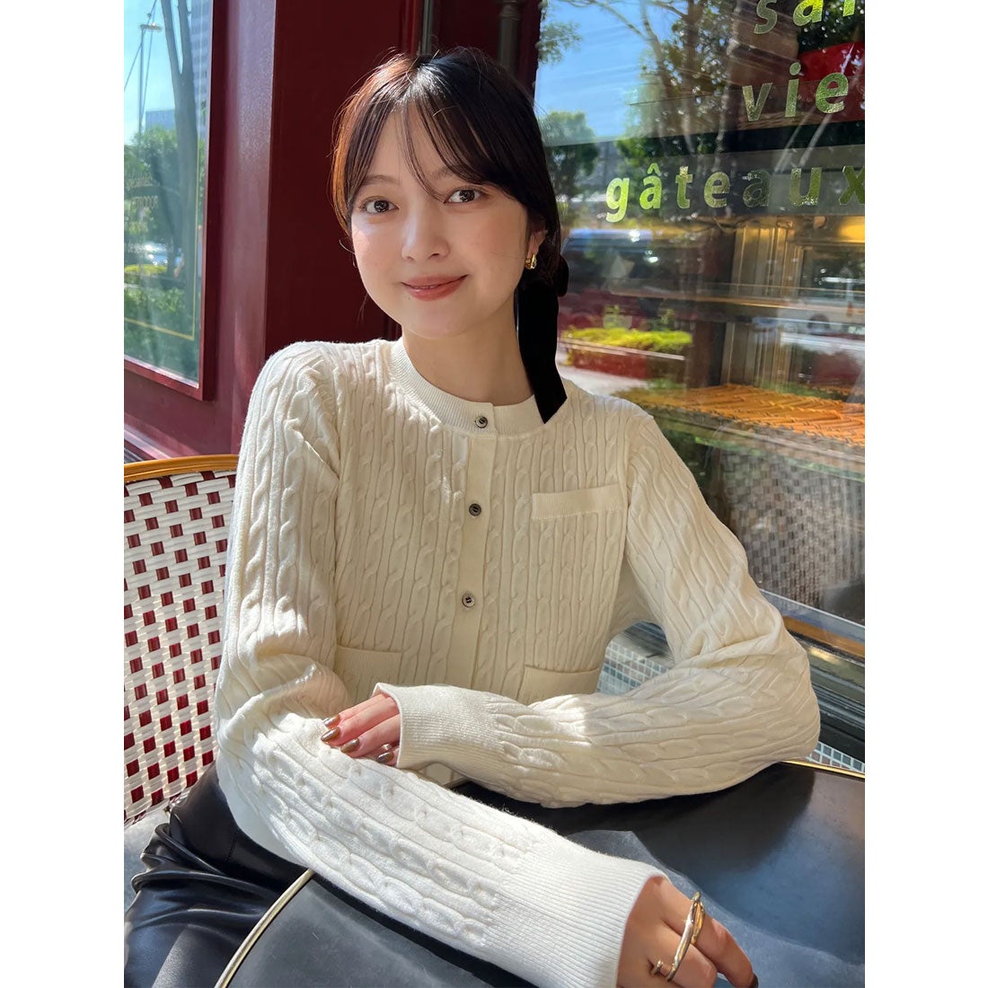 アニュアンス anuans *リトルケーブルニットカーディガン （TURQUOISE