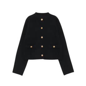 アニュアンス anuans ラクーンブレンドノーカラーニットジャケット