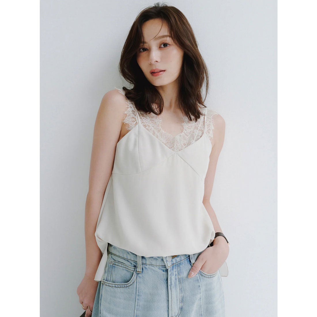 アニュアンス anuans レーストリムカップインキャミソール （IVORY