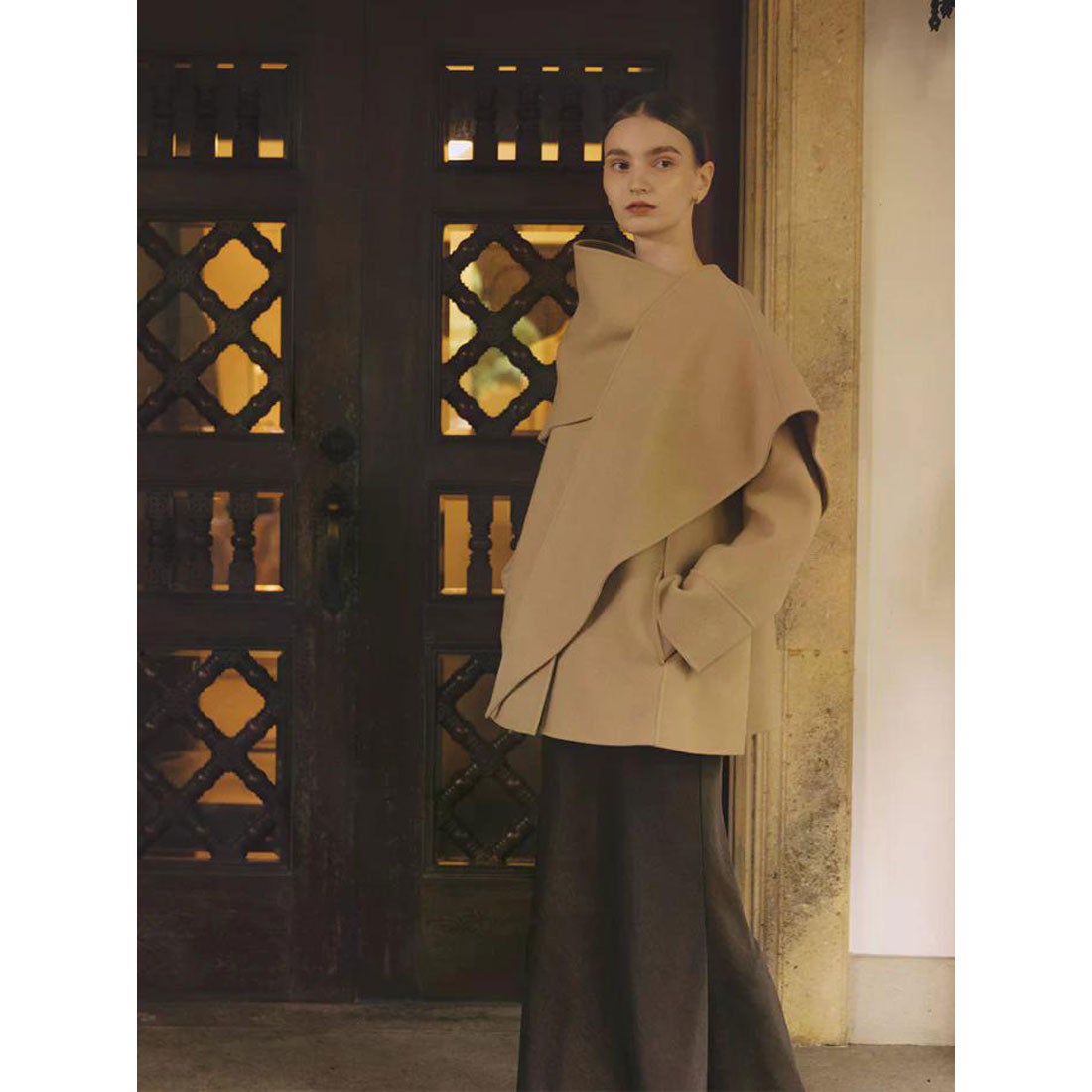 アニュアンス anuans リバーウールミドルマフラーコート （BEIGE