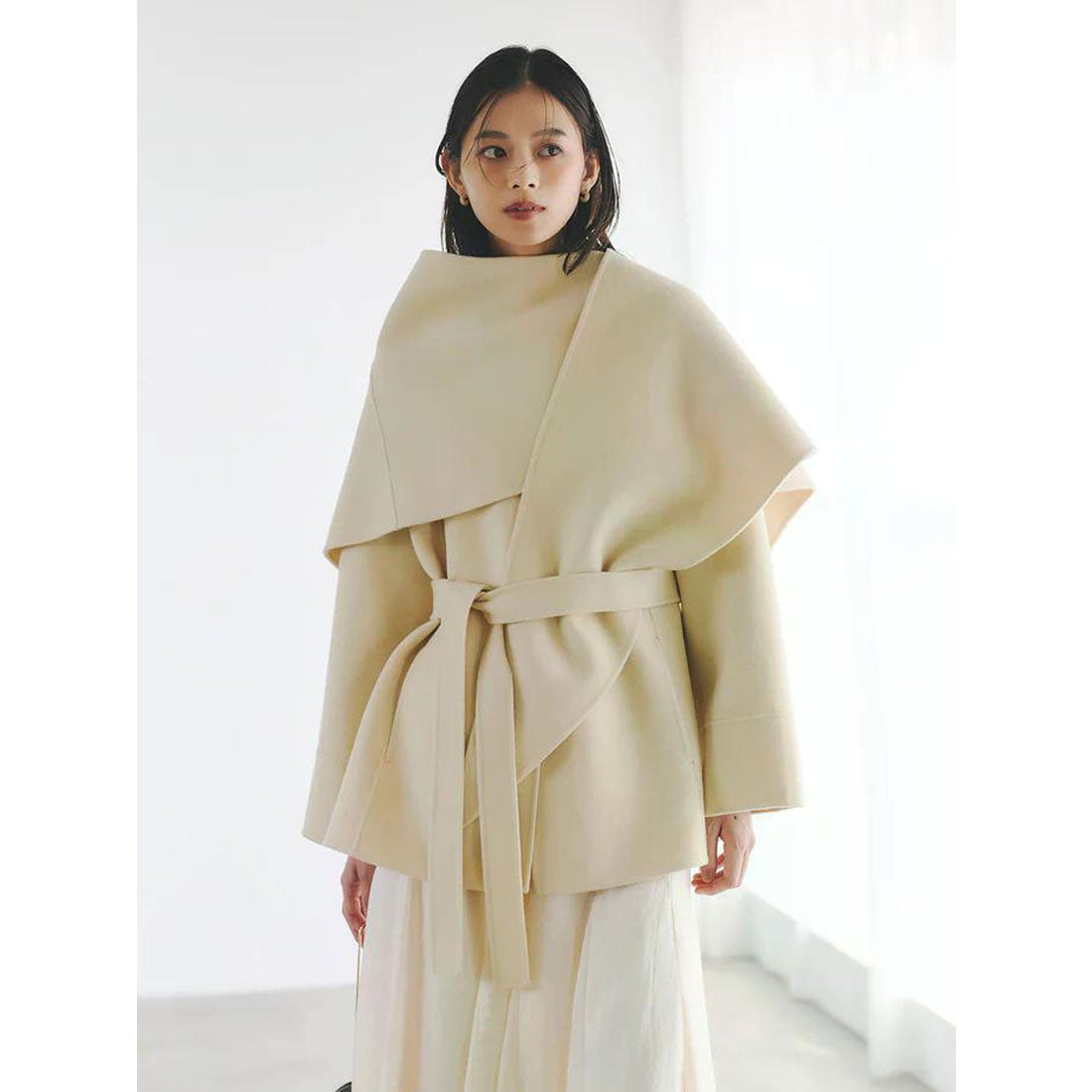アニュアンス anuans リバーウールミドルマフラーコート （BEIGE