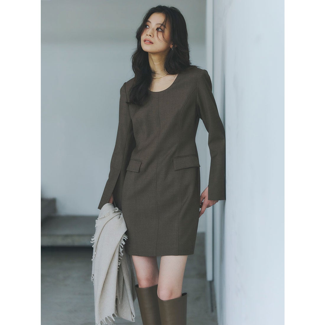 アニュアンス anuans ボクシーミニワンピース （GREY） -ファッション