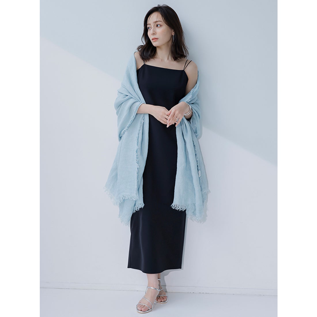 アニュアンス anuans ダブルストラップナローキャミワンピース （BLACK