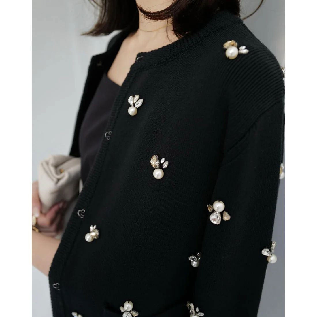 アニュアンス anuans ビジューニットジャケット （GREY） -靴