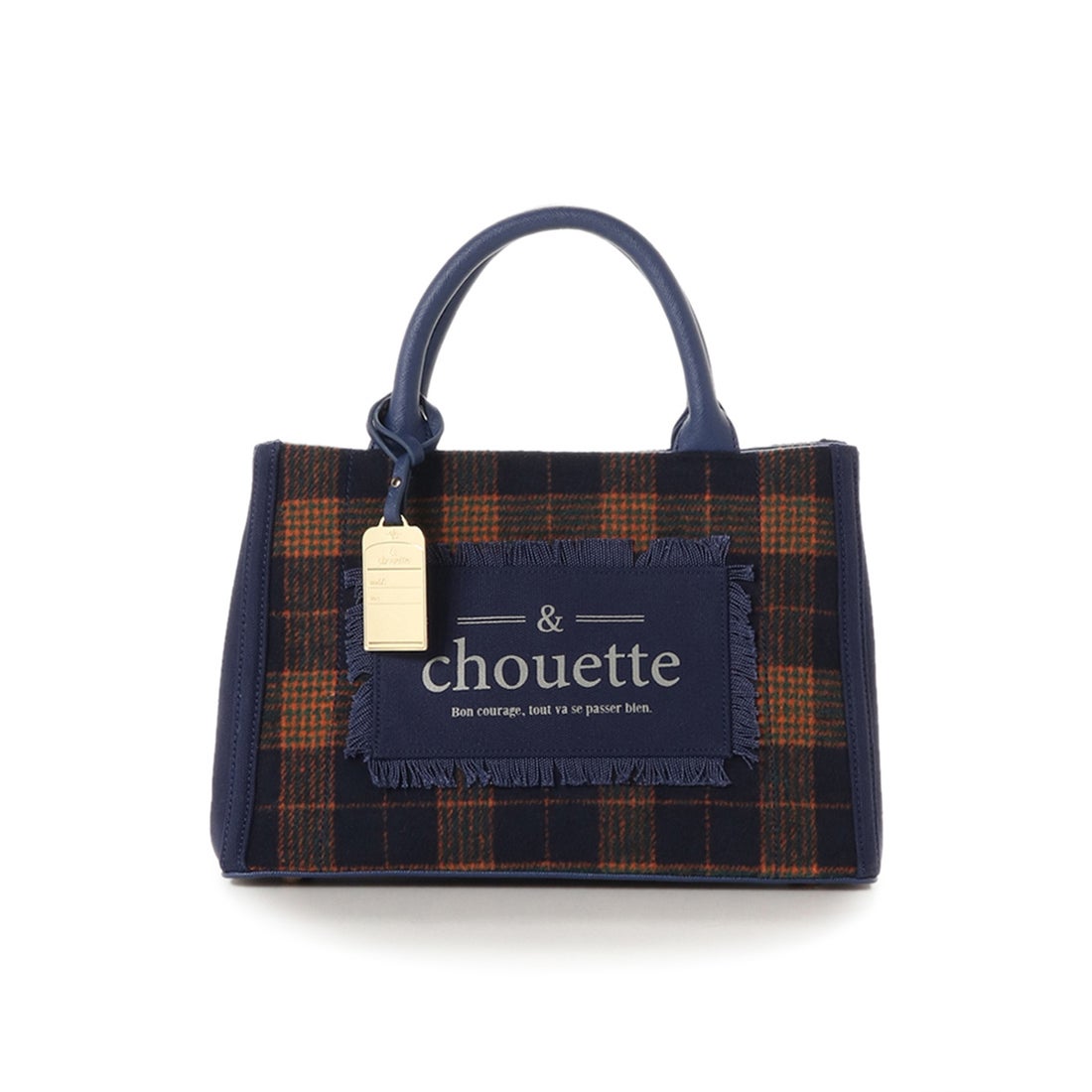 アンドシュエット & chouette ロゴプリントチェックキャンバスバッグ