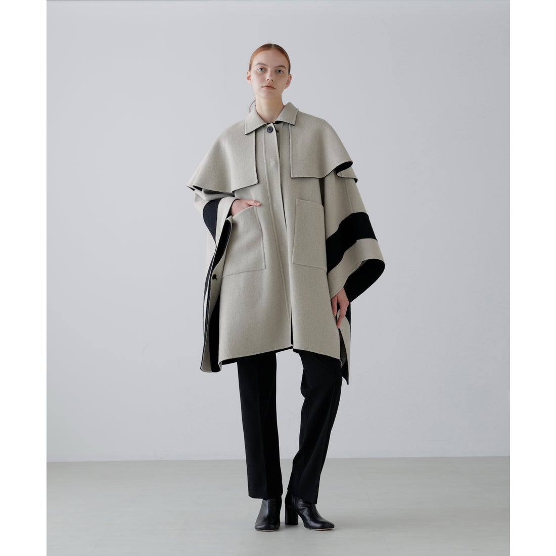 アドーア ADORE ◇Ca混2TONEリバーケープコート （オレンジ