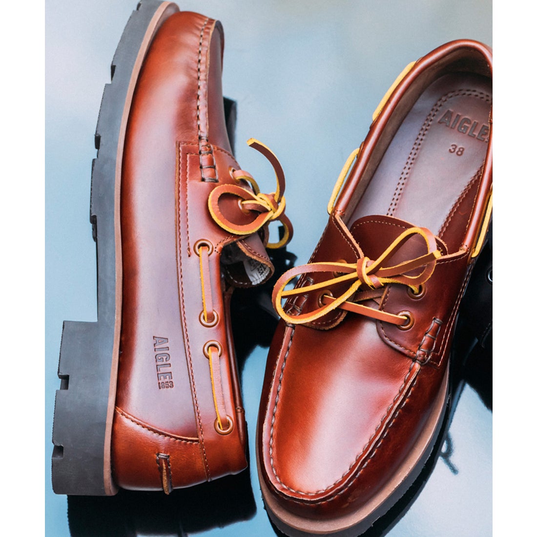 エーグル AIGLE トランスミッション レザーデッキシューズ （ブラウン