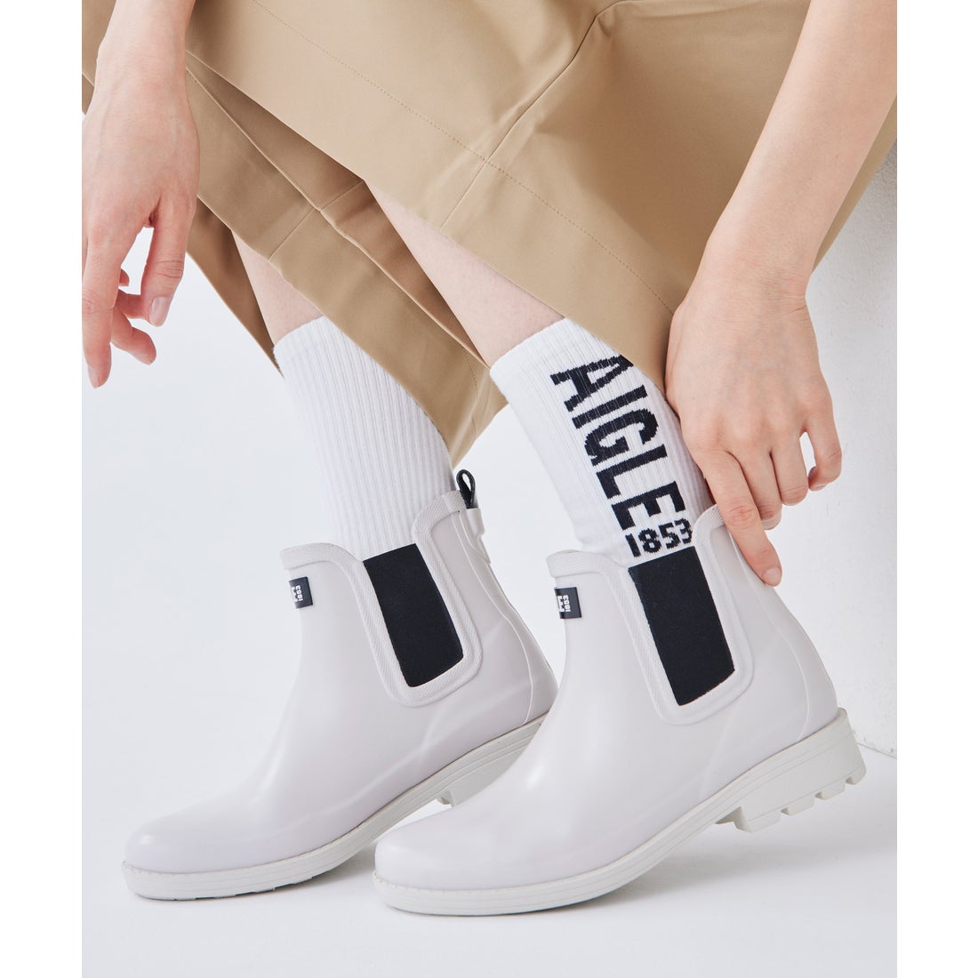 エーグル AIGLE カーヴィル2ラバーブーツ （ナチュラル） -靴