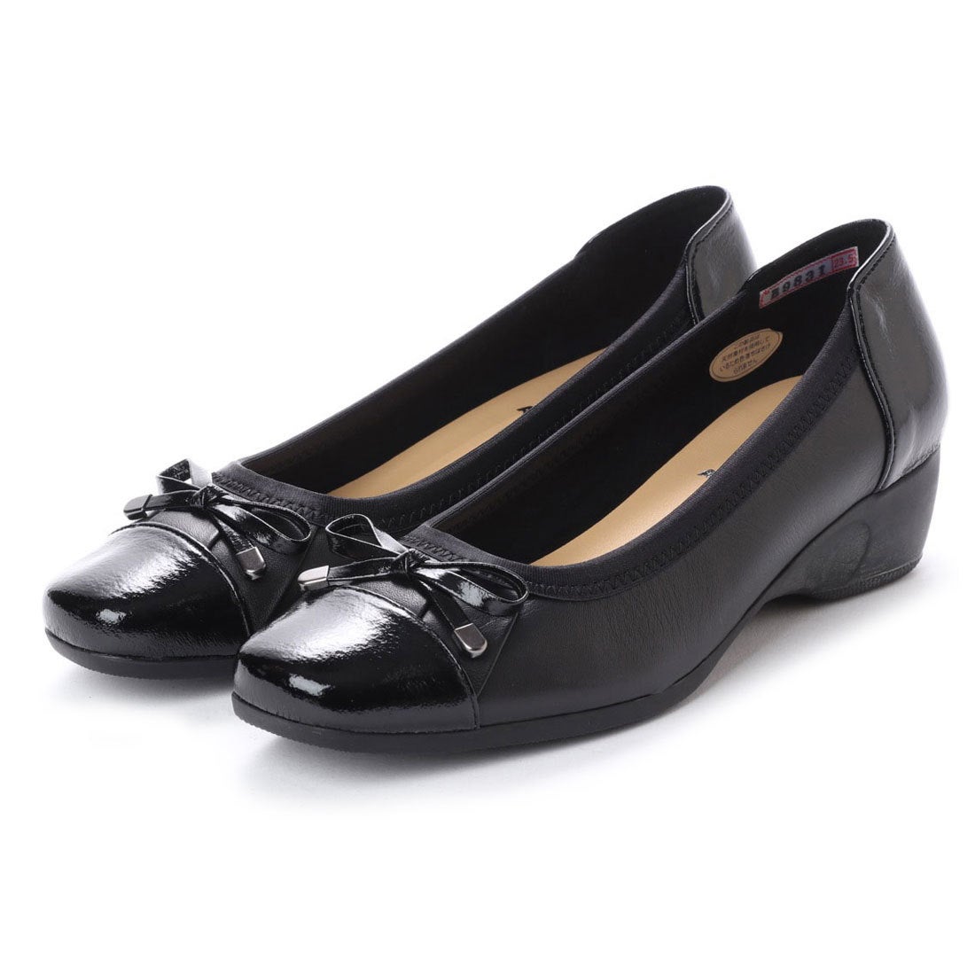 アトリエ Atelier 【3E】リボン付バレエシューズ （ブラックコンビ