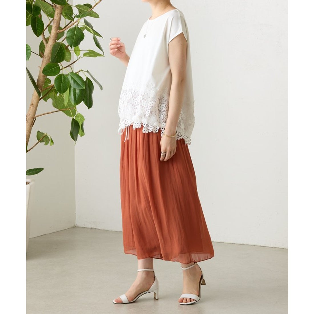 ビアズリー BEARDSLEY NEWシワシフォンギャザーパンツ （brown