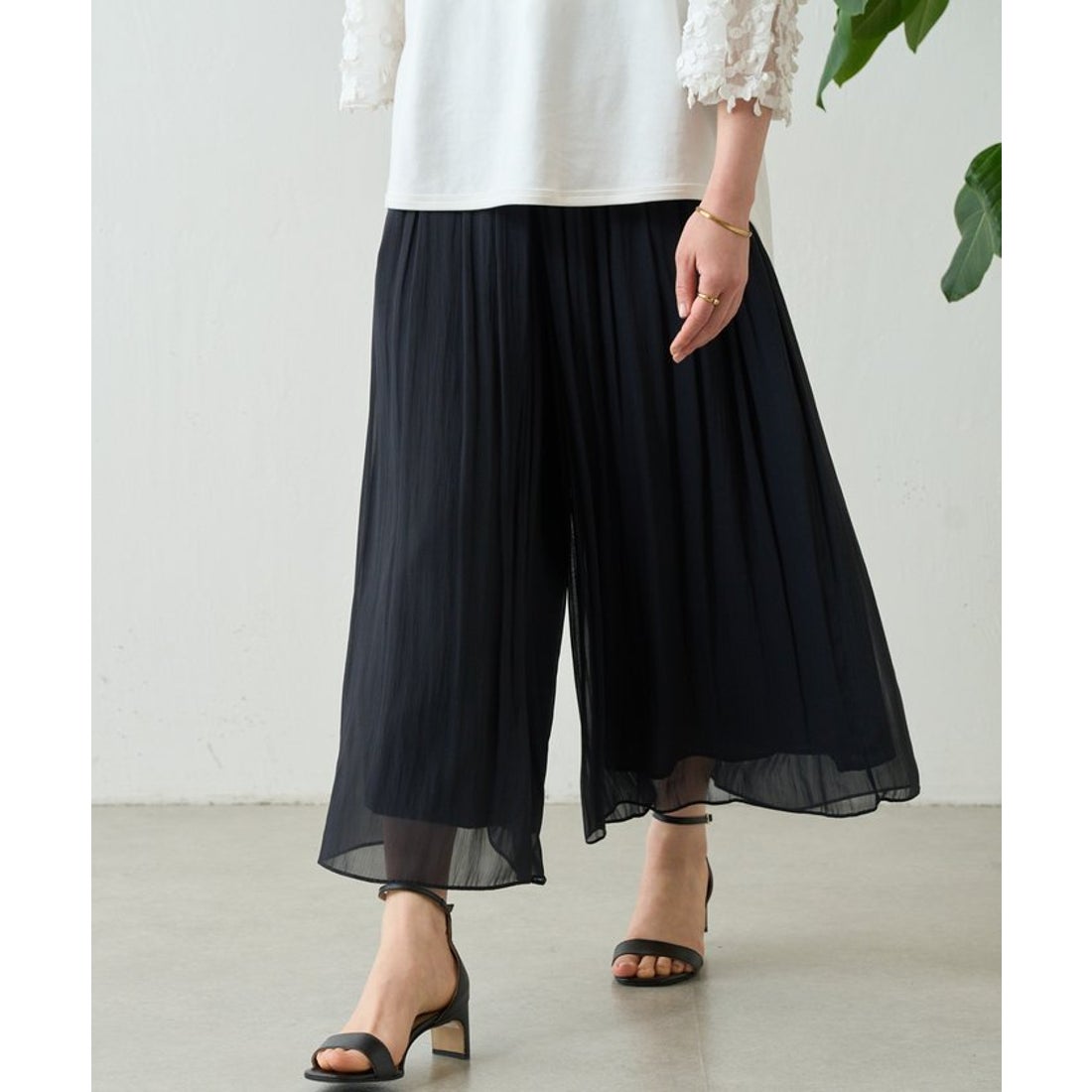 ビアズリー BEARDSLEY NEWシワシフォンギャザーパンツ （khaki