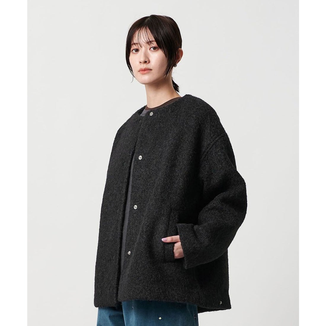 BEAUTY&YOUTH UNITED ARROWS ブークレー ノーカラーブルゾン （LT.GRAY