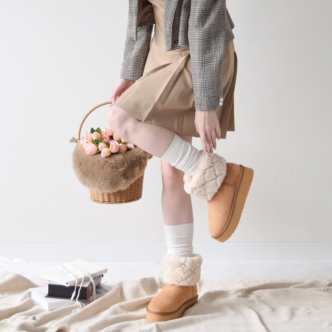 ブリジット バーキン Bridget Birkin キルティングスタッズムートン