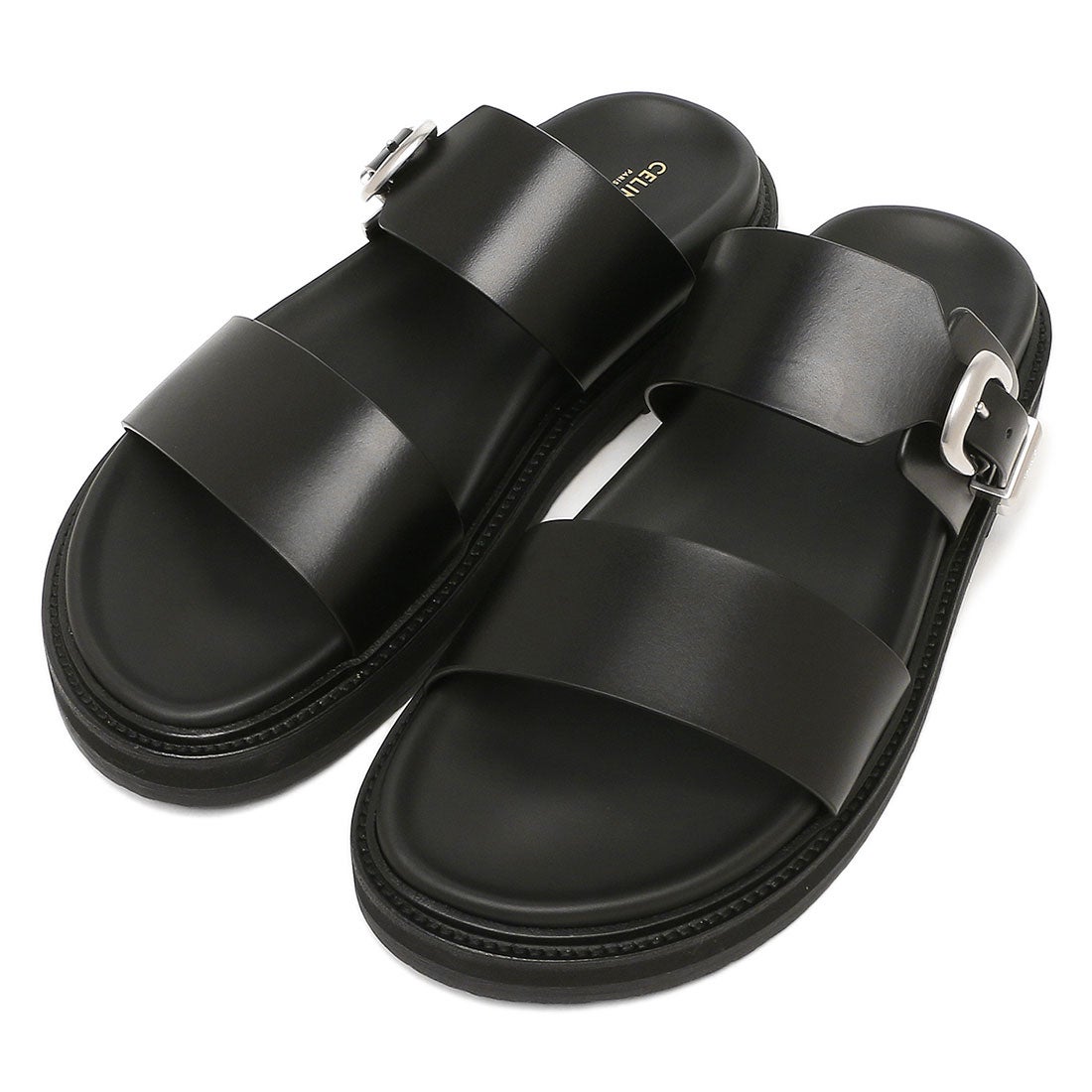 美品】CELINE ブラック エナメル スクエアトゥ ミュール サンダル 美品