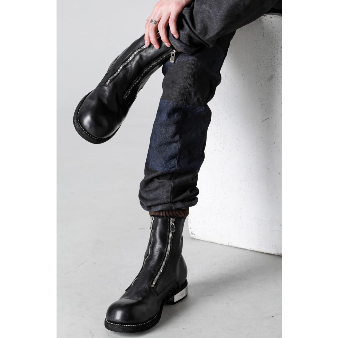 グイディ GUIDI GR07FZI Double Zip Metal Heel Boots （Black） 通販