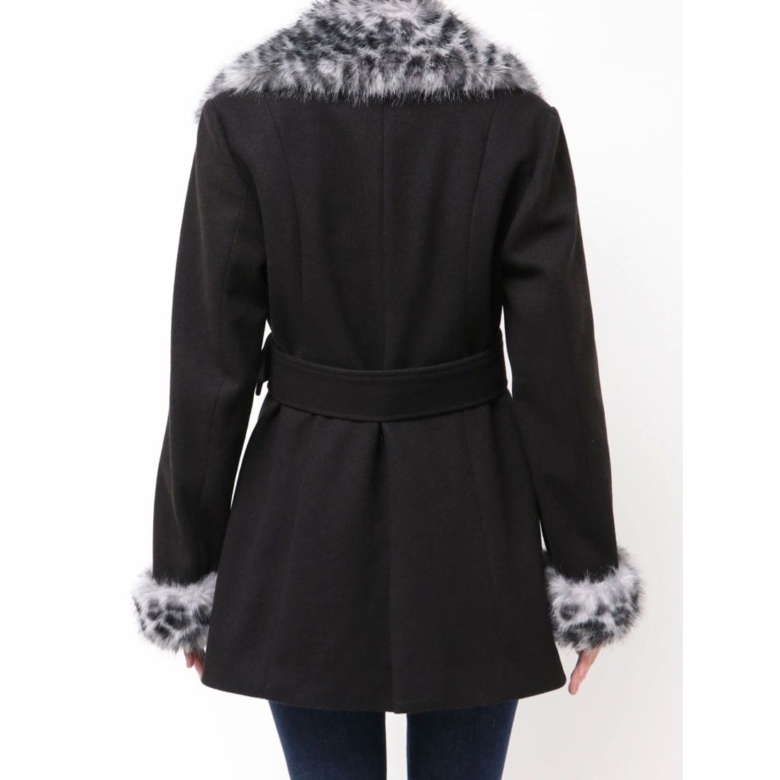 ジェイダ GYDA ベルト付きタイトファーコート （ブラック