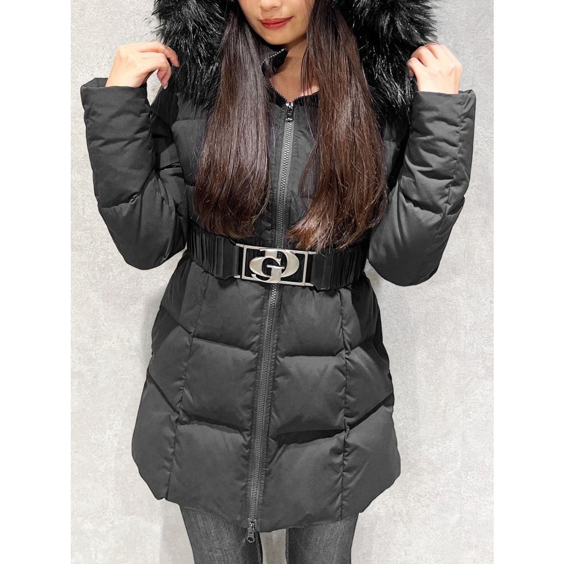 ジェイダ GYDA 【TINY】GDベルト付きロングダウンコート （ブラック