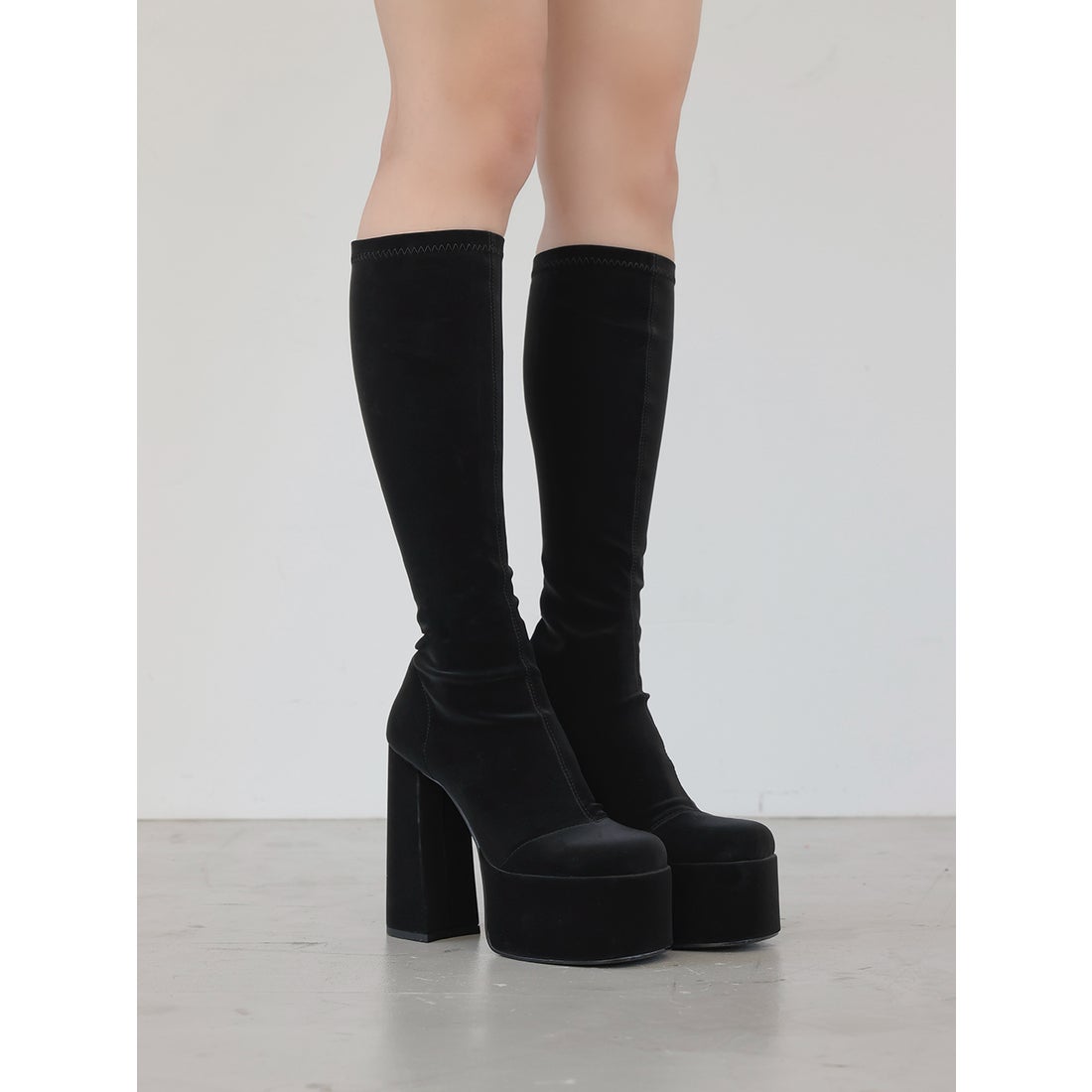 ダーリッチ Darich ウルトラストレッチロングブーツ （ブラック） -靴