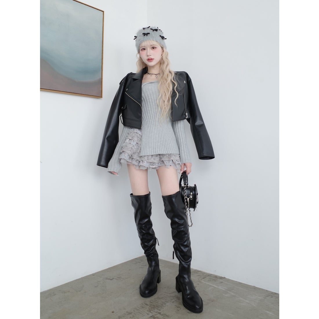 ダーリッチ Darich ソフトレザーニーハイブーツ （ブラック