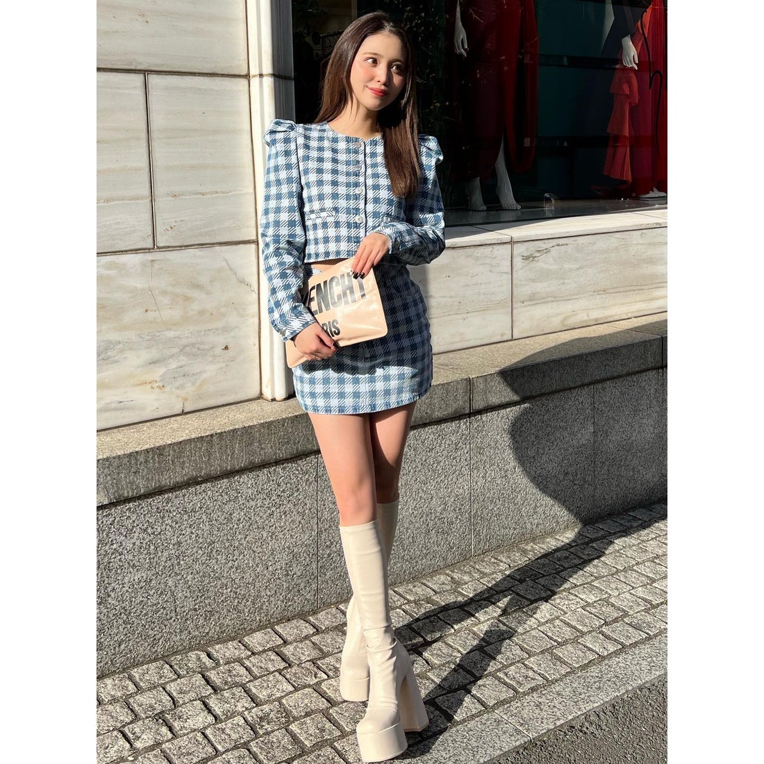 ダーリッチ Darich 23SSストレッチレザーロングブーツ （アイボリー