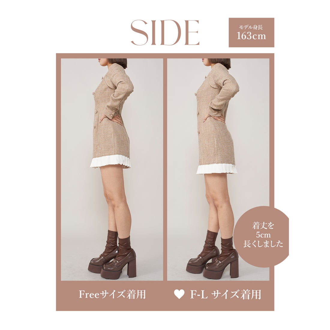 ダーリッチ Darich プリーツドッキングツイードミニワンピース