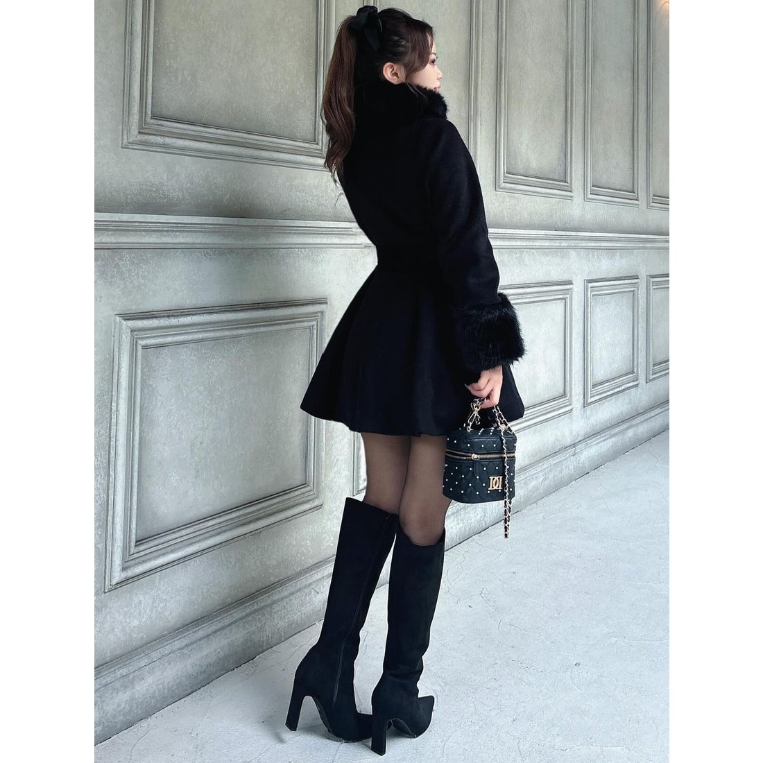 ダーリッチ Darich ウエストベルトメルトンコート （ブラック） -靴