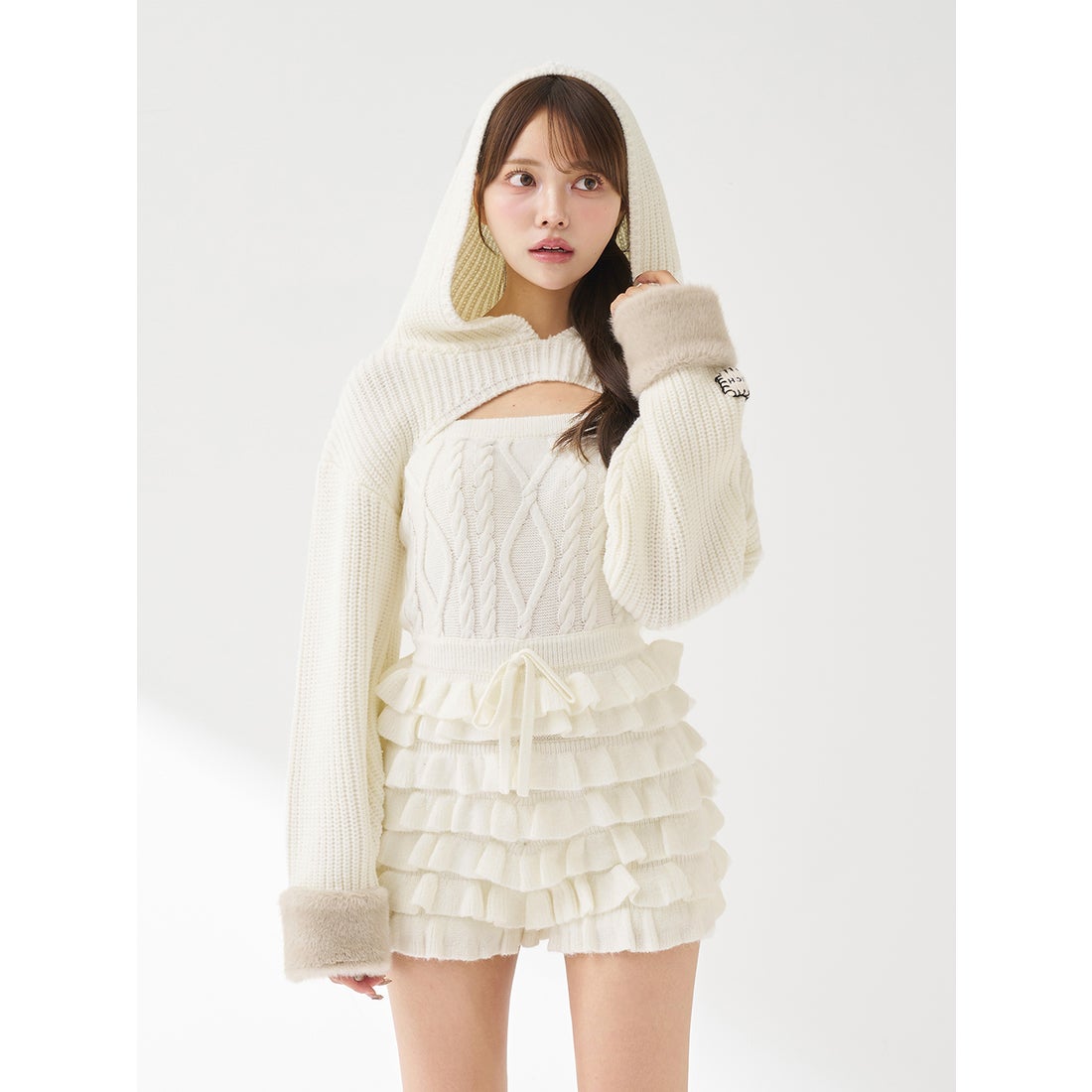 ダーリッチ Darich フリルニットコンビネゾン （ホワイト