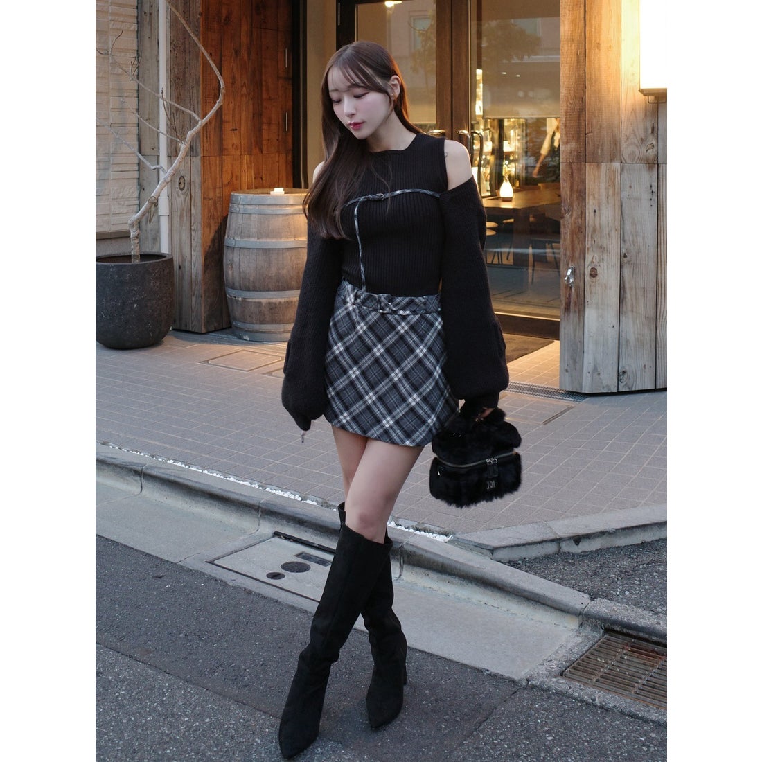 ダーリッチ Darich ドッキングミドルウエストニットミニワンピース