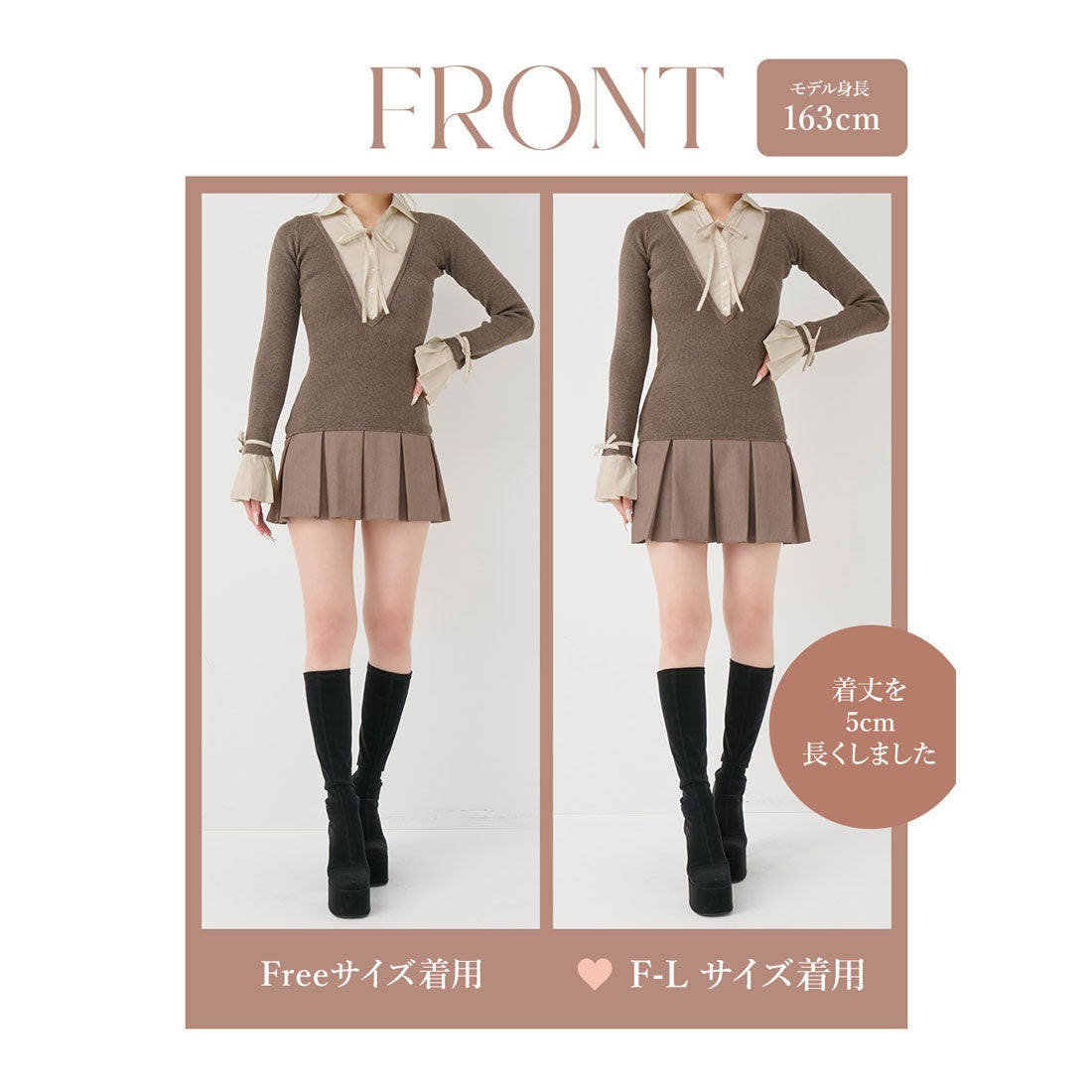 ダーリッチ Darich シャツドッキングプリーツミニワンピース （グレー