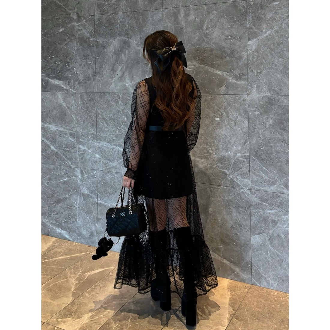 ダーリッチ Darich スパンコールシアー2Wayワンピース （ブラック