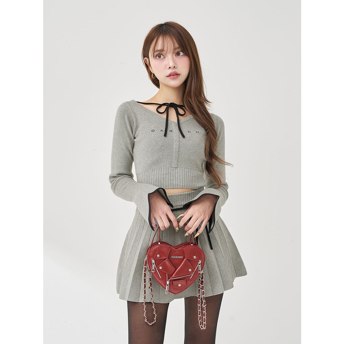 ダーリッチ Darich ウエストオープンリボンデザインニットミニ