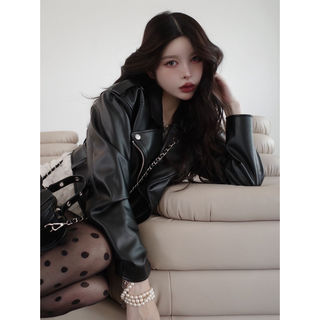 ダーリッチ Darich ドロップショートライダースジャケット （ブラック