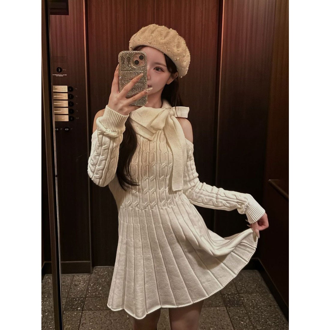 ダーリッチ Darich アメスリフレアニットミニワンピース （ブラック